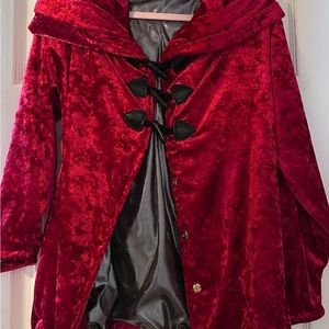 Red Velvet Hooded Cape Coat